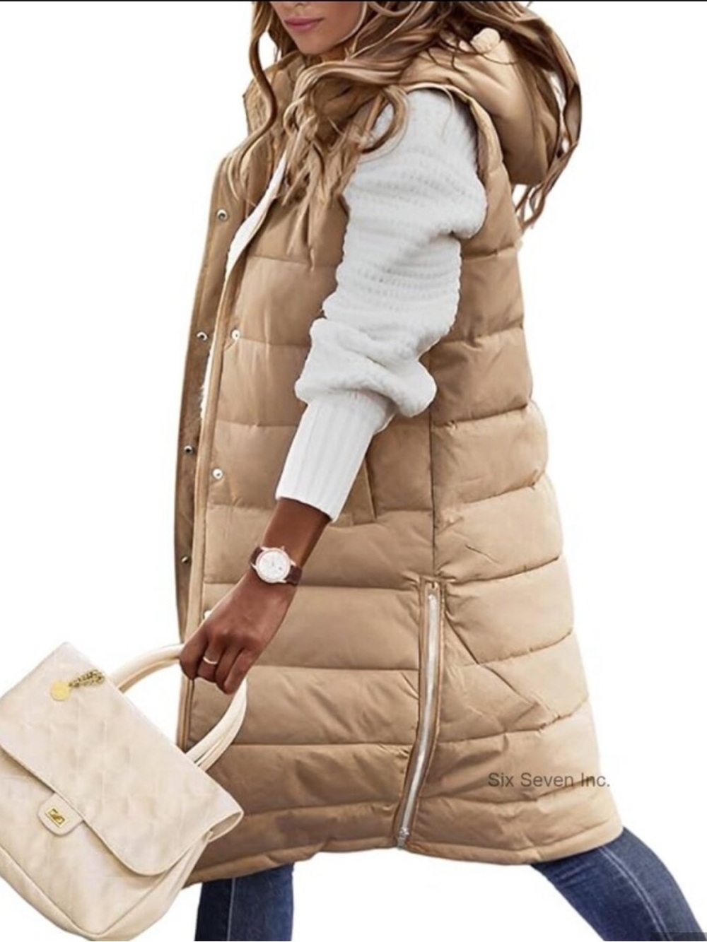 Long Hooded Puffer Vest